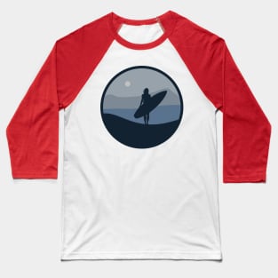 Surf Girl Silhouette Baseball T-Shirt